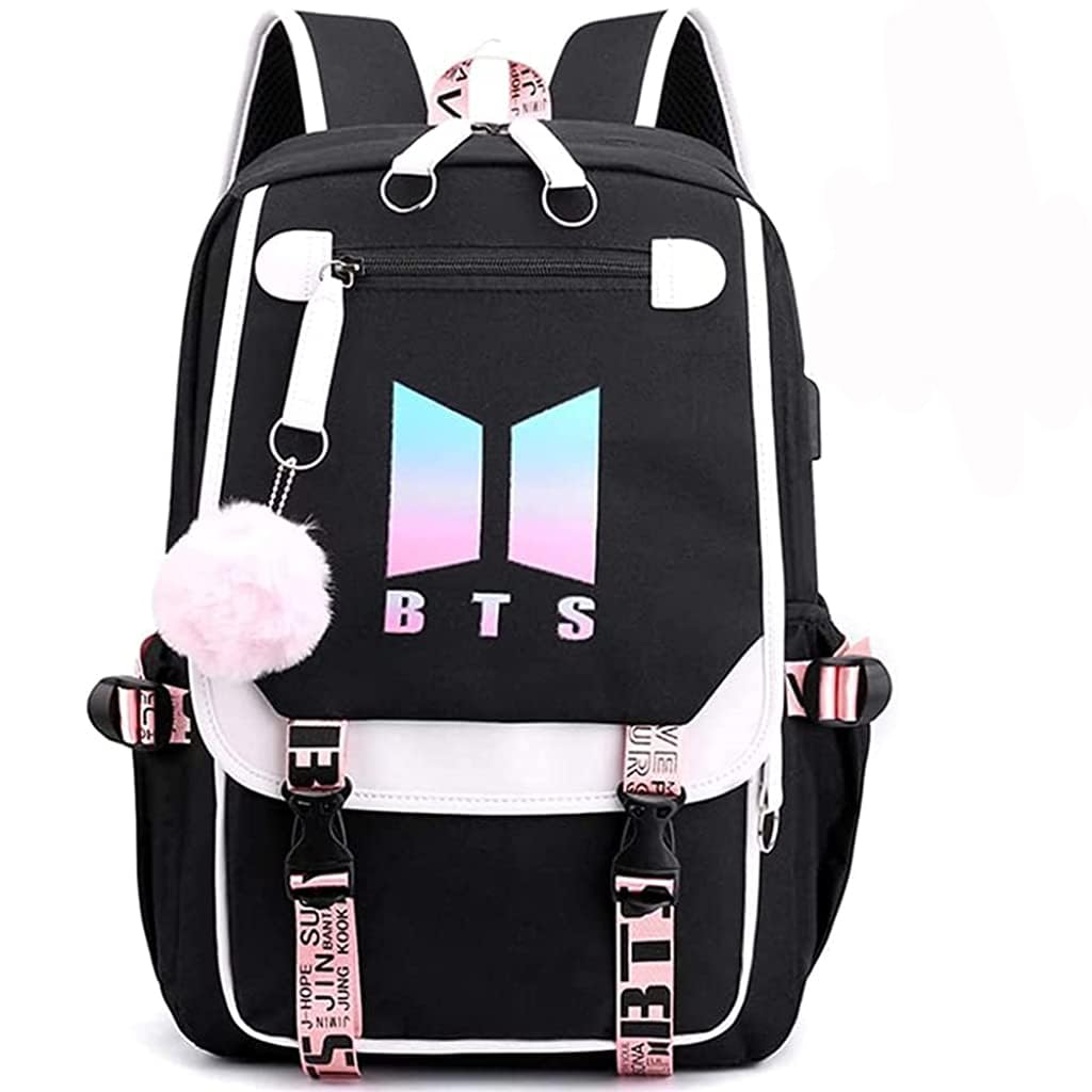 FANCYKU BTS School Backpack Features USB and Audio Cable Interface Breakers Suitable for Students Laptop Backpacks and Casual Backpack That can Hold 15.6 inches Laptop Backpack FANCYKU BTS School Backpack Features USB and Audio Cable Interface Breakers Suitable for Students Laptop Backpacks and Casual Backpack That can Hold 15.6 inches Laptop Backpack
